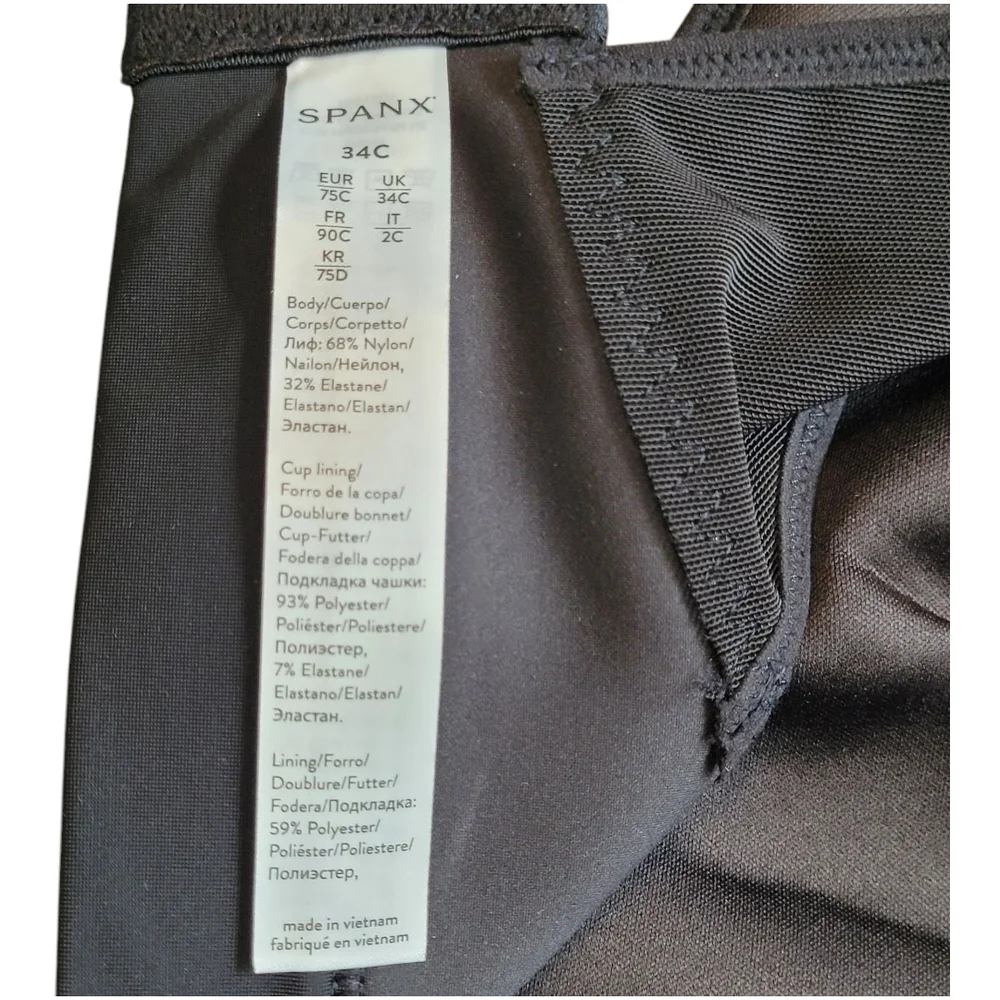 NEW SPANX Black Core High Impact Wireless Racerback Jersey Sports Bra 34C